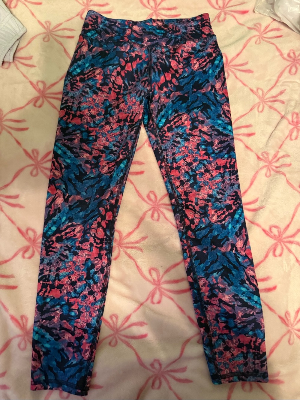 Athletic Works Pink and Blue Printed Girls' Active Leggings